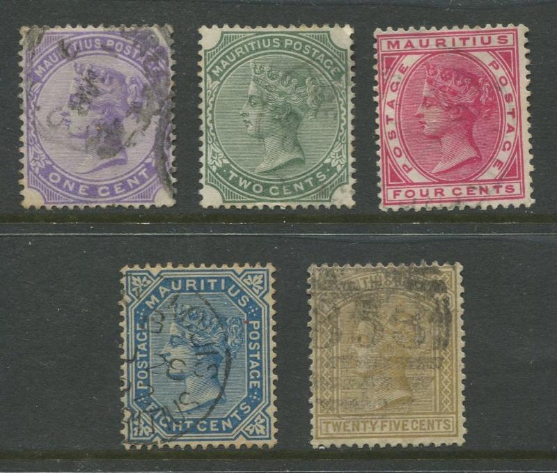 Mauritius - Scott 68-74 - QV Definitive Issue -1882- Used - 5 Values from Set