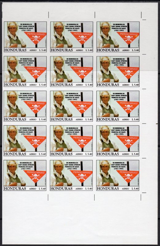 Honduras 1997 Sc#C1011/1012  Diana Princess/Mother Teresa BLOCK OF 15 IMPERF.MNH