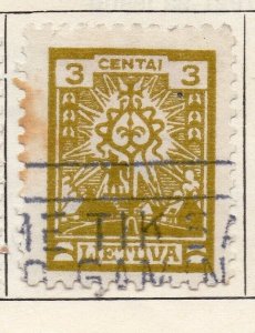 Lithuania 1923 Early Issue Fine Used 3c. 175606