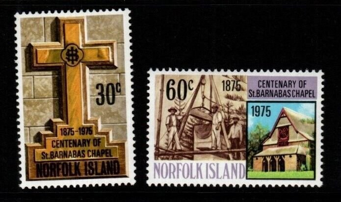 NORFOLK ISLAND SG168/9 1975 CENTENARY OF ST BARNABAS CHAPEL MNH
