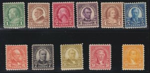 US 581-591 Perf 10 Regular Issue Complete Set Mint VF OG NH SCV $370