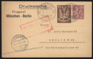 Germany 1923 Airmail Flugpost Cover USED Muenchen Munich Berlin 110170