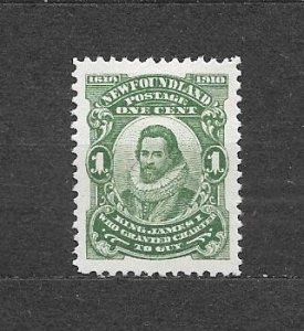 CANADA-NEWFOUNDLAND-1910. Sc#87A, Perf: 12x12, MLH. VF. KING JAMES I.