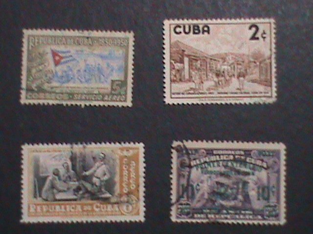 ​CUBA-FOUR- VERY OLD USED CUBA-STAMP-VF WE SHIP TO WORLD WIDE AND COMBINE