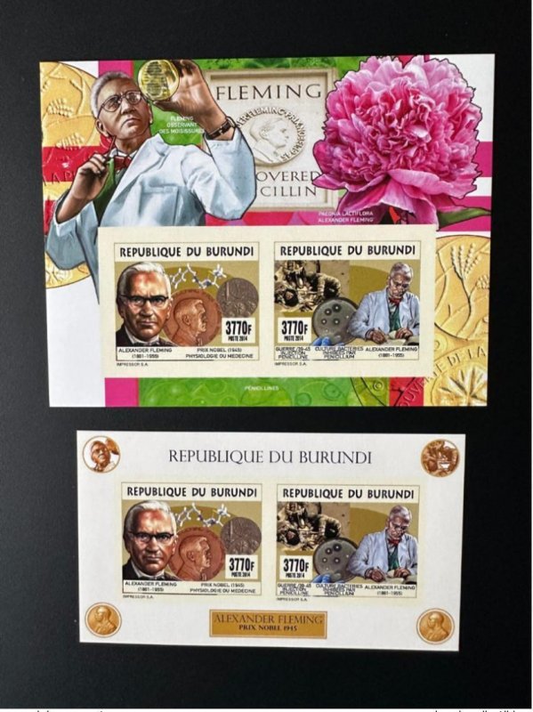 Burundi 2014 / 2015 Mi. 3530 - 3531 Bl. 527 - 528 ND IMPERF Alexander Fleming-