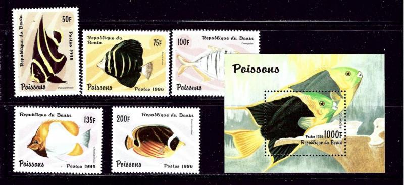 Benin 942-47 MNH 1996 Fish set with souvenir sheet