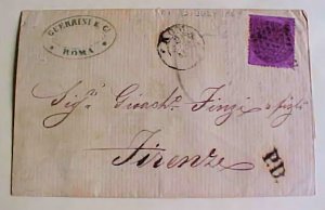 ITALY  ROMAN STATES 1869 #23A ROMA PD B/S FIRENZE MAGENTA LILAC  cat.1,300,000L