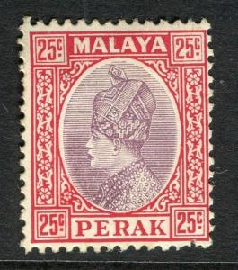 MALAYA; PERAK 1935 early Sultan issue Mint hinged 25c. value