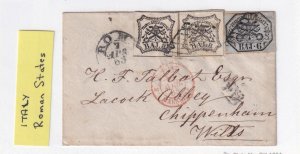 ITALY/ROMAN STATES SARDINIA PAIR & SINGLE IMPERFS ON ROMA COVER TO ENGLAND