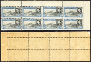 Ascension SG43 6d Black and Blue U/M Plate Block of 8 Perf 13.5 Cat 112 pounds
