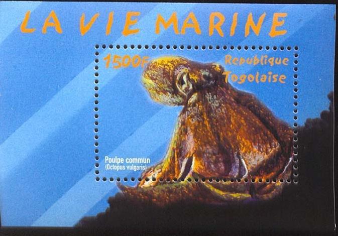 TOGO TOGOLAISE SHEET MARINE LIFE OCTOPUS COMMON