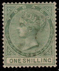 TOBAGO SG4var 1879 1/= GREEN WMK CROWN CA MTD MINT