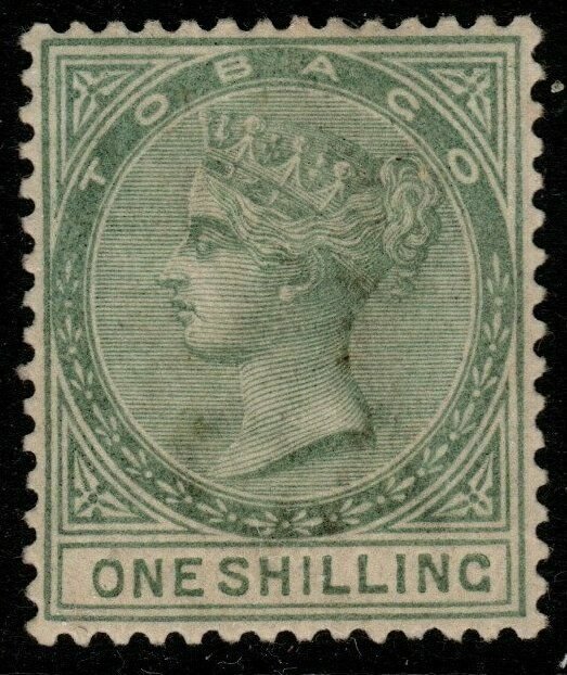 TOBAGO SG4var 1879 1/= GREEN WMK CROWN CA MTD MINT