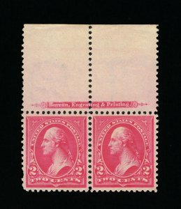 GENUINE SCOTT #267a F-VF MINT OG NH 1897 TYPE-III FULL BEP IMPRINT WIDE TOP PAIR