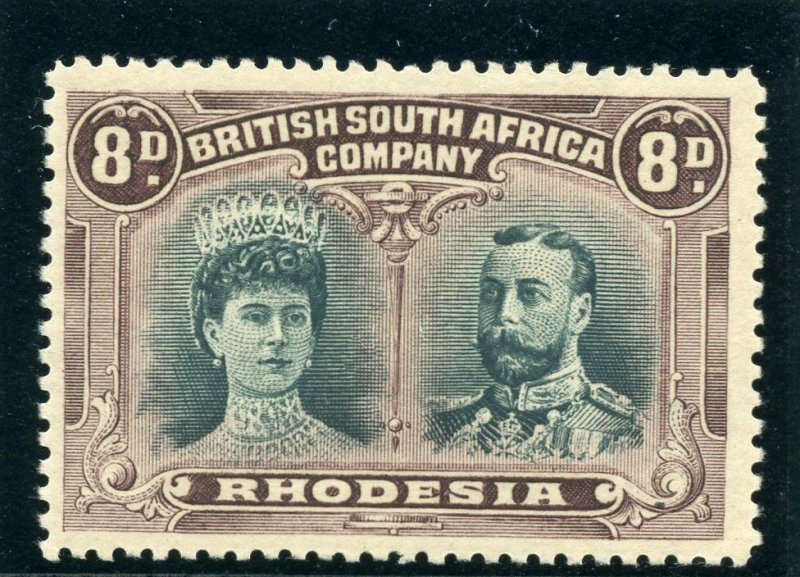 Rhodesia 1910 KGV Double Head 8d greenish black & purple MLH. SG 148.