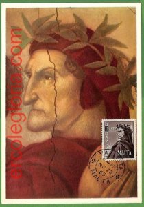 32584 - MALTA - MAXIMUM CARD - 1965 - Dante, Writer-