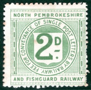 GB Wales NP&FR RAILWAY Letter Stamp 2d *NORTH PEMBROKES & FISHGUARD* MNG SBW71