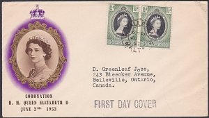 MALTA 1953 QEII Coronation commem FDC......................................A1923