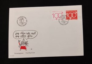 D)1984, SWEDEN, FIRST DAY COVER, ISSUE, CENTENARY OF THE FREDRIKA BREMER