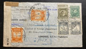 1942 Quito Ecuador Censored Clipper Airmail Cover To Lloyds Bank London England