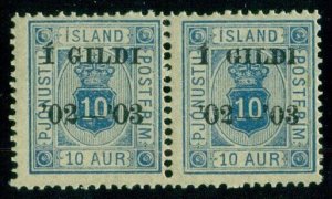 ICELAND #O27 (Tj17) 10aur I GILDI PAIR, og, NH, VF, Pollak cert, Facit $1,920