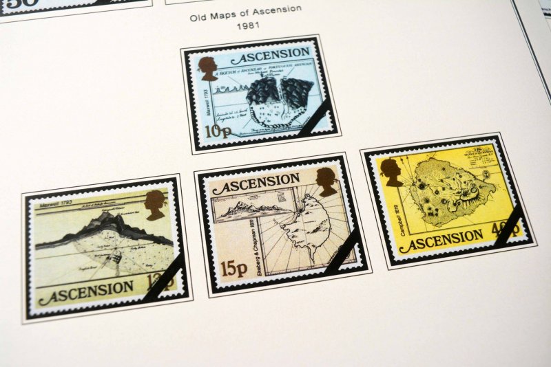 COLOR PRINTED ASCENSION ISLAND 1922-1999 STAMP ALBUM PAGES (104 illustr. pages)