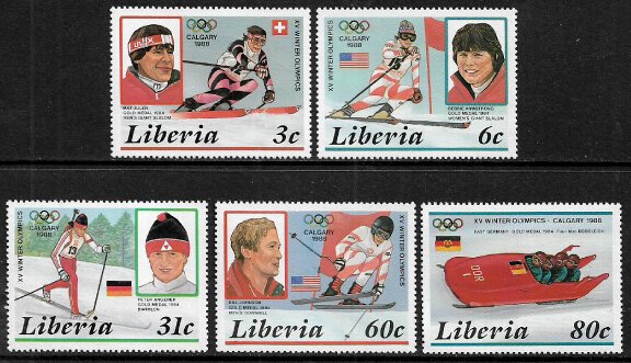 Liberia #1049-53 MNH Set - Calgary Winter Olympics