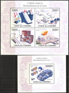 Comoro Islands 2010 Fight against Global Warming of Earth Cars Sheet + S/S MNH