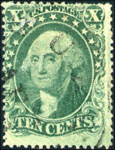 1857 USA George Washington Postage Stamp #31 Catalogue Value $1100 