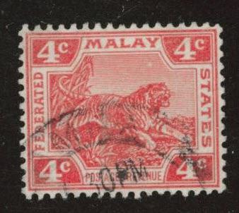 Malaya Scott 42 wmk 3 used Tiger stamp