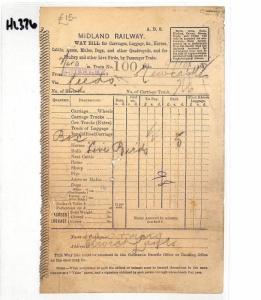 GB Midland Railway *Guiseley* LIVE BIRDS by PASSENGER TRAIN Way Bill 1892 HL376