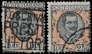 Italy 1923-26 Sc 89-90 U vg-vf Vittorio Emanuelle floriale high values