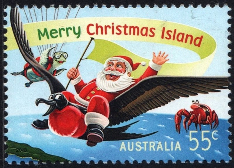 Christmas Island: SC#520 55¢ Santa Riding on Frigatebird (2013) Used