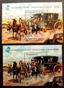 Austria - Czech Republic Joint Issue Express Mail 2008 Horse Postal (ms pair MNH