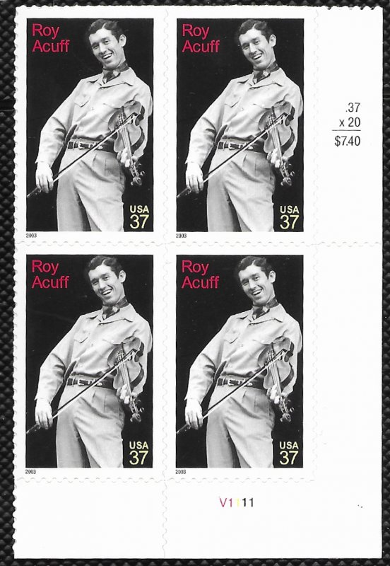 US #3812 MNH PB. Roy Acuff.  Nice