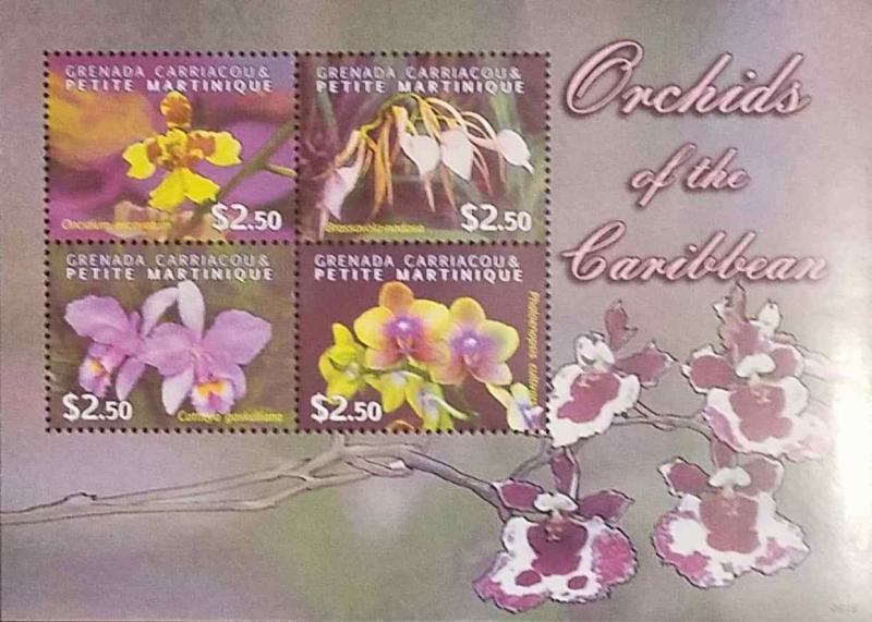 L) 2009 Granada, orquídeas del Caribe, Flores, Violeta, estampillada sin montar o nunca montada 