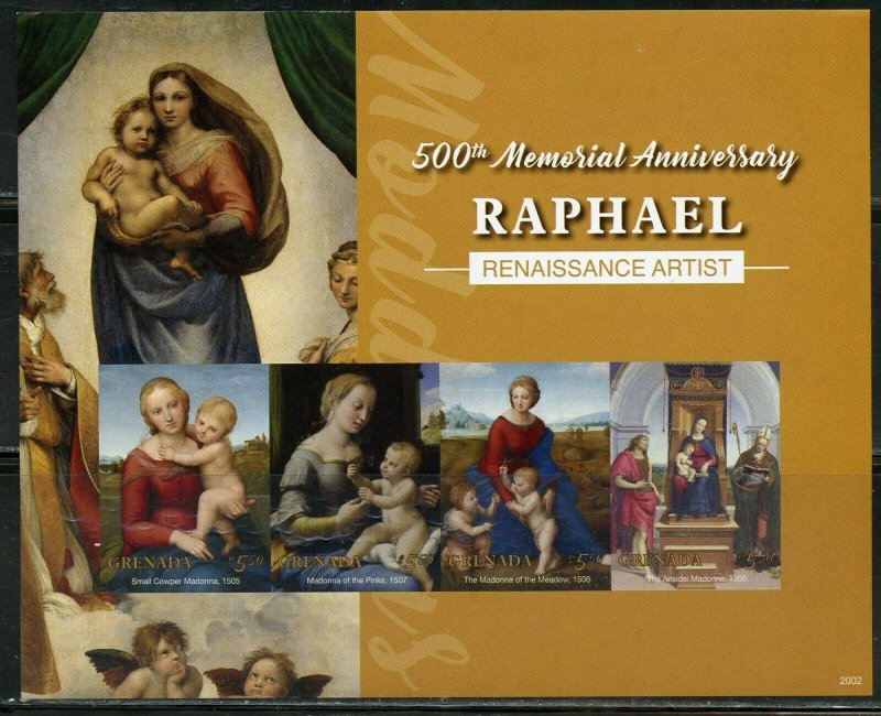 GRENADA 2020  500th MEMORIAL ANNIVERSARY OF RAPHAEL IMPERFORATE  SHEET MINT NH