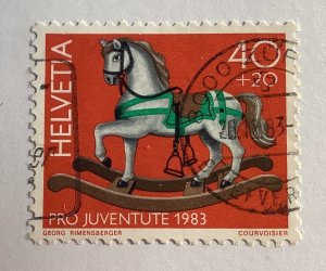 Switzerland 1983 Scott B502 used - 40 + 20c, antique Toys, Rocking Horse