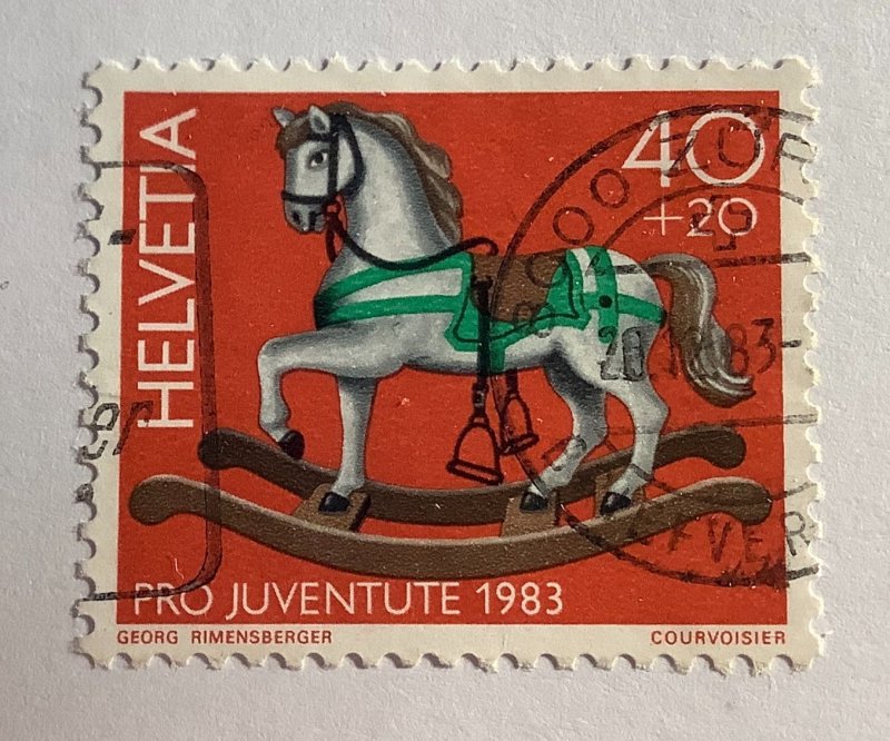 Switzerland 1983 Scott B502 used - 40 + 20c, antique Toys, Rocking Horse