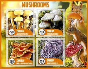 Stamps.  Mushrooms  2018 1+1 sheets perforated