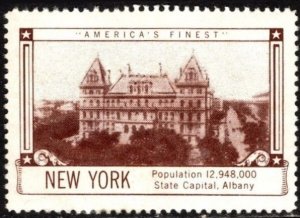 1939 US Poster Stamp Seagram's America's State Capitals New York