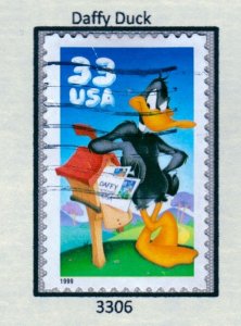 SC# 3306 - (33c) - Daffy Duck -  Used Single Off Paper