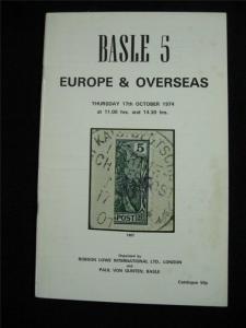 ROBSON LOWE AUCTION CATALOGUE 1974 BASLE 5 EUROPE & OVERSEAS + FRENCH MARITIME