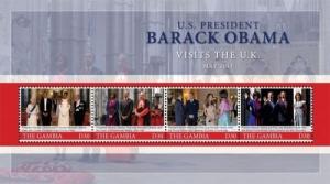 Gambia- Pres.Barack Obama Visits United Kingdom Stamp Sheetlet of 4 SC#3385 MNH