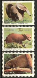 Brazil 1988 Fauna Animals set of 3 MNH