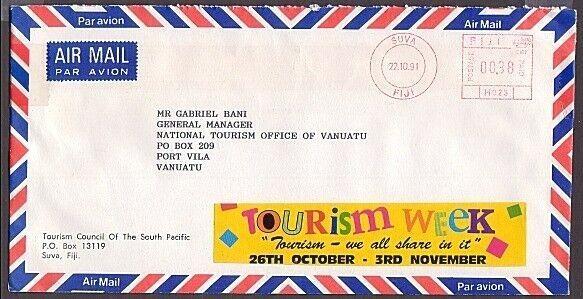FIJI 1991 large Tourism Week cinderella on official cover..................30444