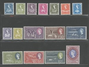 1960-62 Kenya Uganda Tanganyika - Stanley Gibbons #183-98 - Elizabeth II - 16 Va