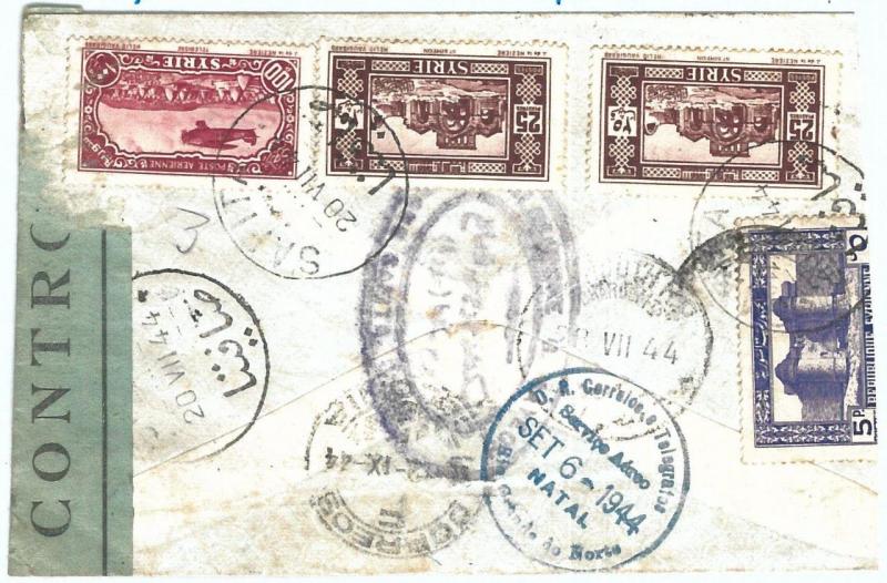 71137 - SYRIA - POSTAL HISTORY - CENSORED COVER  to URUGUAY via BRAZIL 1944