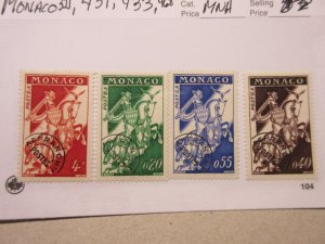 MONACO Scott 321, 431, 433, 468 MINT NEVER HINGED Cat $11.90