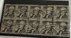 US 1955 $5.00 A. Hamilton #1053 block of 10 USED